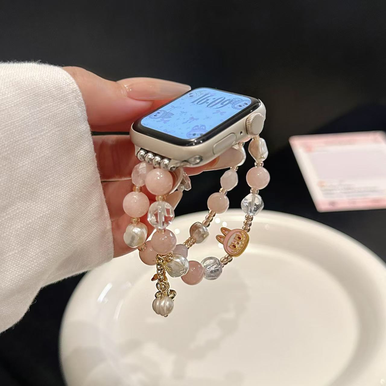 虎眼石labubu适用iWatch表带高颜值天然串珠小米华为拉布布腕带