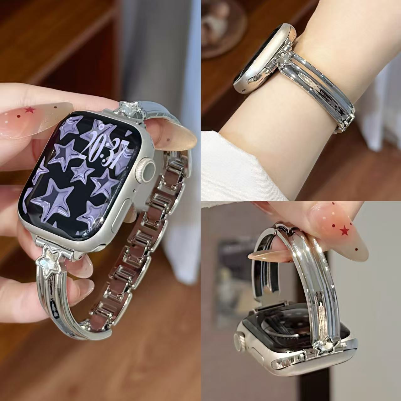 金属长型手镯式适用苹果iWatchS10新款表带小米8pro华为10/9腕带