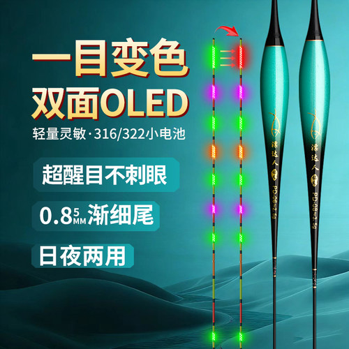 顶部一目变色电子漂316LED恒亮高灵敏夜光漂日夜两用硬尾