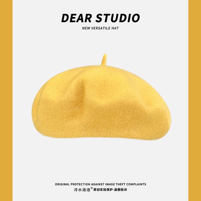 贝雷帽逛街韩版女秋冬羊毛呢保暖