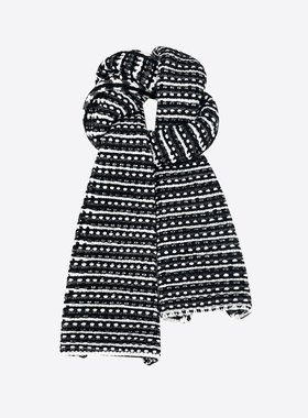 蘑糯糯同款双面戴小香风条纹针织围巾女秋冬季保暖百搭毛线围脖潮