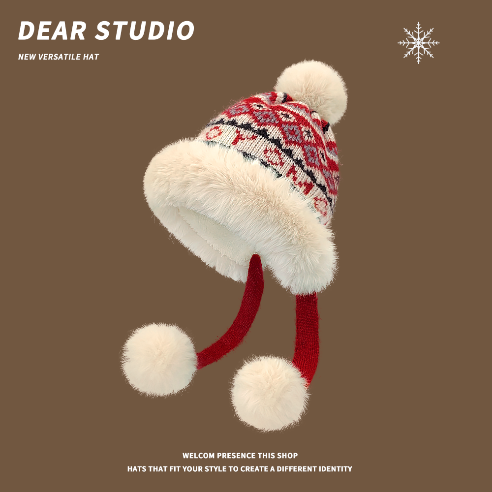 针织帽日系复古女秋冬百搭雷锋帽