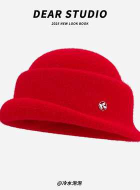 赫本风新年红色千金礼帽女秋冬2025新款高级感法式气质优雅贝雷帽
