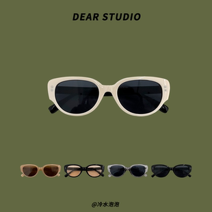 百搭太阳眼镜潮 街拍潮人时尚 复古辣妹ins猫眼墨镜女夏季 防晒美式