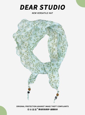 韩系小清新碎花三角巾女春夏季轻薄柔软文艺风护颈配搭小领巾纱巾