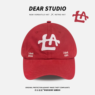 韩版字母刺绣贴布鸭舌帽子女春夏情侣百搭遮阳防晒透气棒球帽潮牌