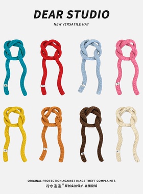 韩版多巴胺纯色细窄长条针织围巾女秋冬季新款百搭氛围感毛线围脖