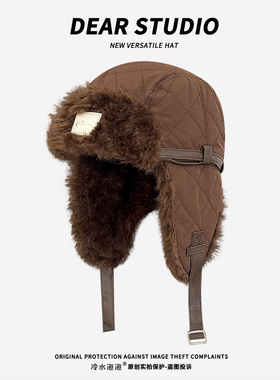 新款百搭毛绒雷锋帽男女冬季户外滑雪加厚保暖防寒飞行护耳帽子潮