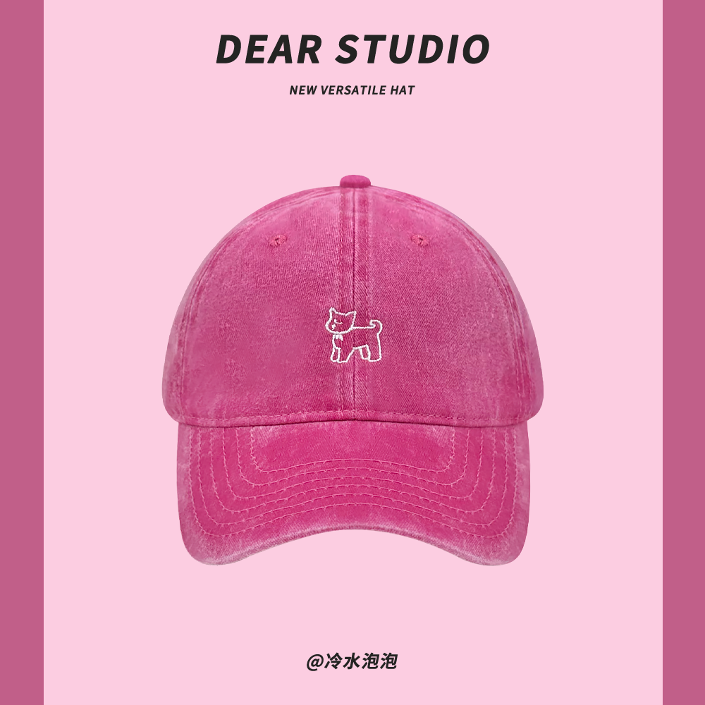 韩版ins玫红色可爱猫咪刺绣棒球帽子女春夏季遮阳显脸小鸭舌帽潮,服饰配件/皮带/帽子/围巾,帽子,淘宝优惠券,粉丝福利购,淘宝优惠卷