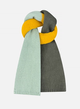 韩系ins拼色针织短款小围巾女秋冬季软糯保暖百搭学生护颈围脖潮