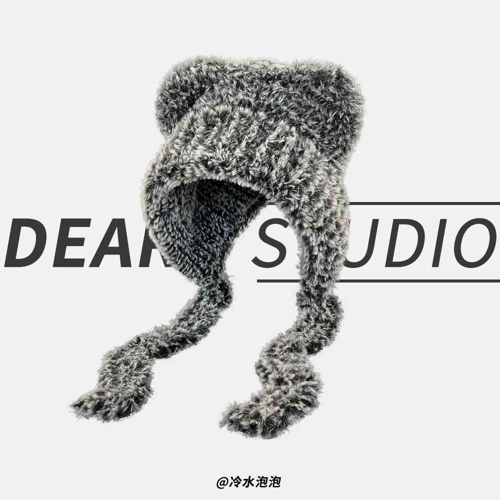 可爱小熊耳朵毛茸茸针织帽子女冬季骑车保暖百搭大头围护耳套头帽,服饰配件/皮带/帽子/围巾,帽子,淘宝优惠券,粉丝福利购,淘宝优惠卷