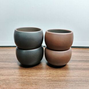 钦州坭兴陶茶杯中式手工紫泥原矿制作非紫砂功夫茶具古铜色小容量