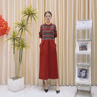 A207波西米亚红设计气质秋冬轻奢针织连衣裙时尚 复古玥玥羊
