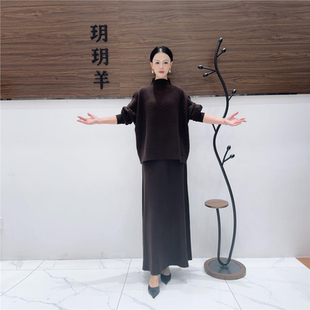 轻奢休闲针织两件套裙套装 A323咖色设计师款 秋冬长款