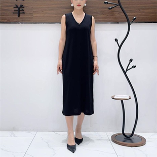 显瘦背心长衣裙宽松无袖 A502 春夏时尚 黑色中长款 春夏