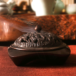 铜朴匠纯铜仿古香炉家用室内香薰炉檀香盘香炉供佛熏香茶道摆件