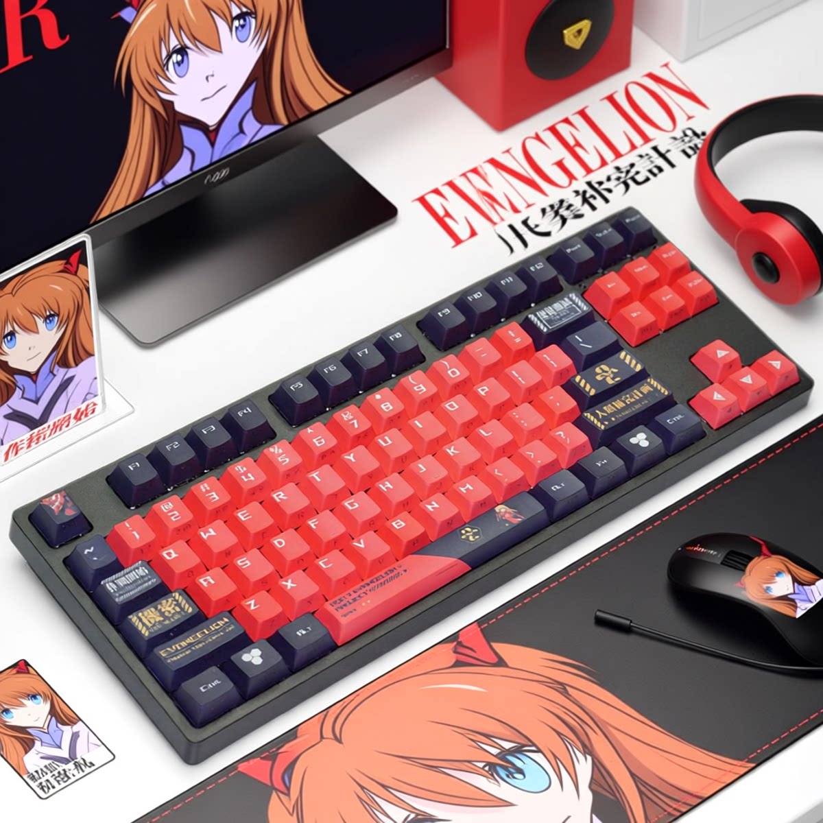 新世纪福音战士EVA初号机无线2.4g蓝牙三模插拔侧刻87机械键盘