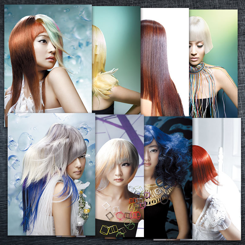 海报时尚造型理发店美发图片墙设计挂图发型宣传画贴画美女gy17