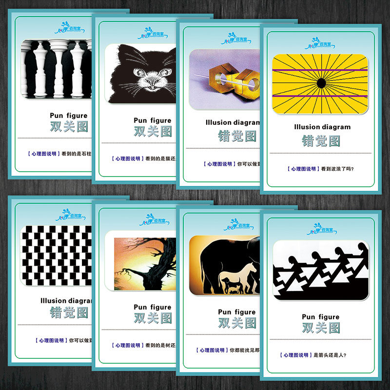 测试双关图挂图宣传画视觉海报宣传栏错觉图贴纸咨询室心理scy75