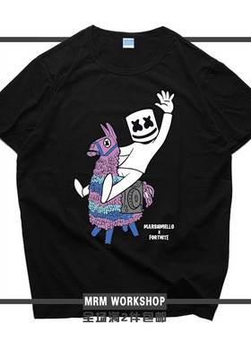 百大DJ Marshmello 棉花糖周边电音节怪猫厂潮牌圆领T恤短袖