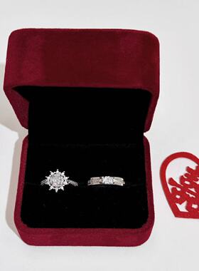 莫桑石戒指 仿真婚戒对戒求婚结婚奢华男女高级感仪式情侣戒指