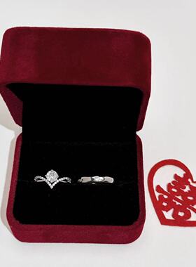 莫桑石戒指 仿真婚戒对戒结婚礼用道具情侣戒指奢华男女高级感