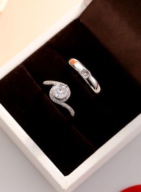 仿真情侣假钻戒结婚婚礼活口一对可调节婚戒婚纱照仪式用道具