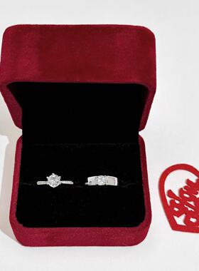 莫桑石戒指 婚戒简约可调节开口情侣戒指奢华高级感交换仪式