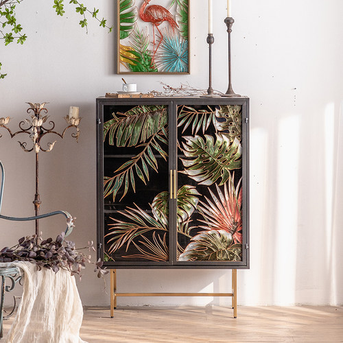 乐奇复古玻璃玄关柜掐丝珐琅彩