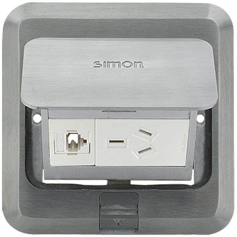 西蒙银色地插 防水系列电脑加三孔地插TD120F2H