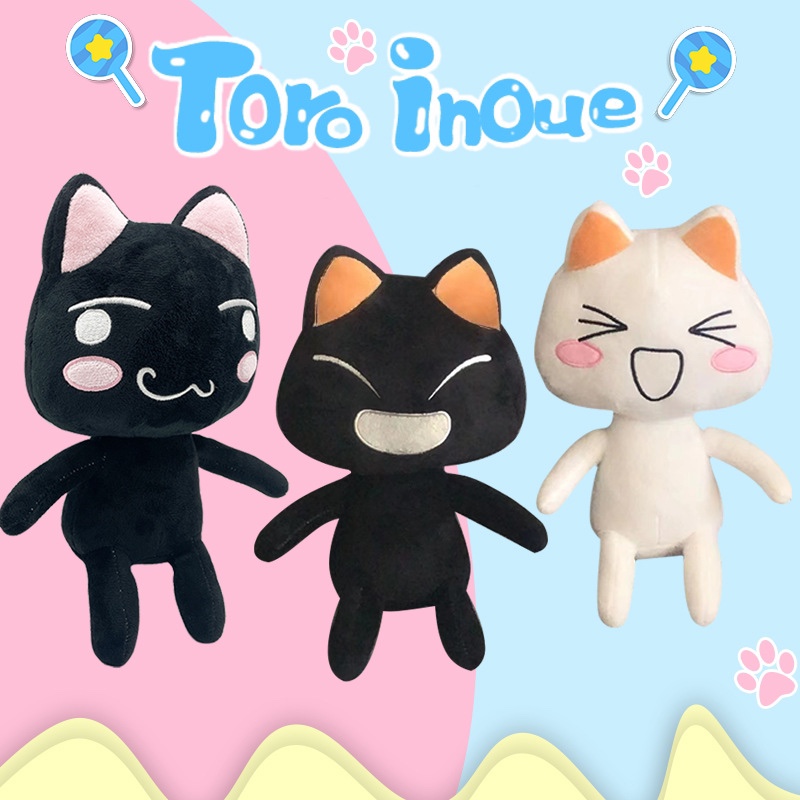 跨境新品Toro Inoue plush多罗猫白猫黑猫毛绒玩具公仔生日礼物 玩具/童车/益智/积木/模型 毛绒/玩偶/公仔/布艺类玩具 原图主图