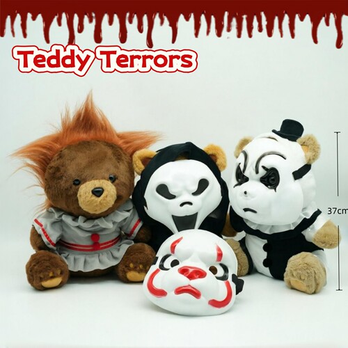 万圣节Pennywise Teddy Terrors潘尼怀斯恐怖泰迪熊公仔小丑面具