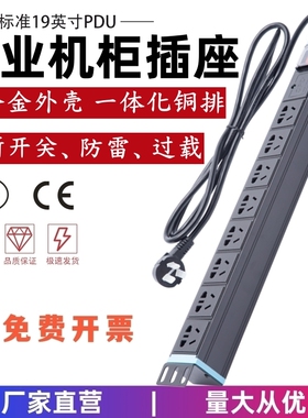 科海机柜电源pdu插排8位10A16A新国标开关防雷浪涌漏保拖插接线板