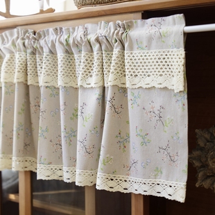 美式乡村印花半帘门帘防尘帘装饰帘遮挡帘小窗帘免打孔穿杆帘