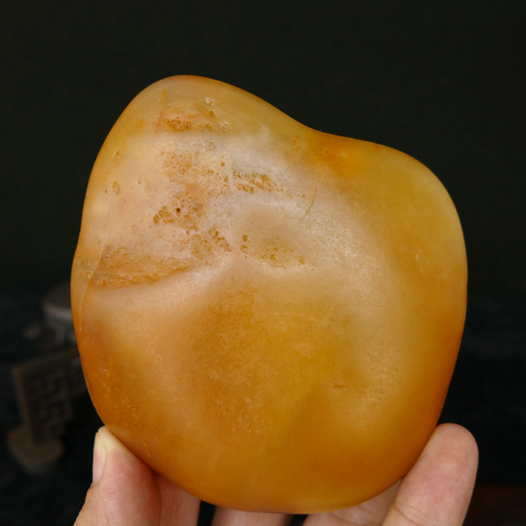 云南A货黄龙玉手把件鸡油黄原石玉石天然收藏把玩石玉石雕料121