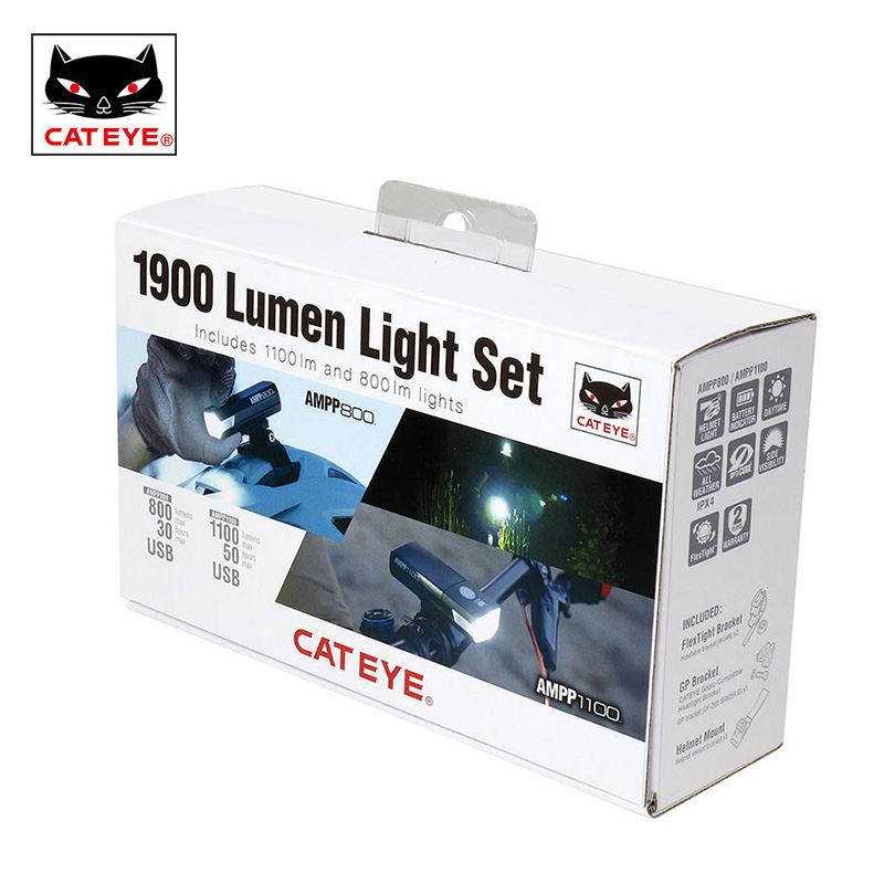 CATEYE猫眼户外自行车前照明车头灯LED强光夜光灯USB充电骑行装备