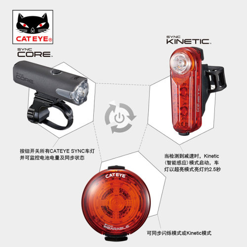 CATEYE猫眼SYNC智能感应骑行车灯前灯尾灯刹车灯模式一键同步开关 - 封面