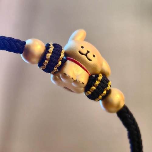 黄金线条小狗手链999足金