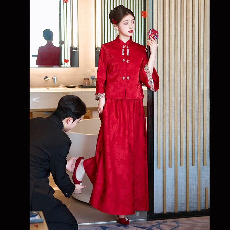朱雀记新中式敬酒服订婚礼服新娘秀禾服婚服结婚礼服套装高级感大图片