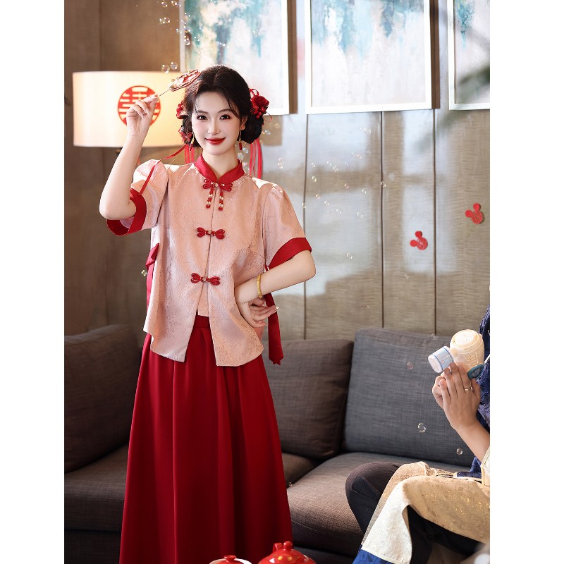 朱雀记新中式敬酒服大码胖mm订婚礼服女绝美孕妇秀禾服新娘结婚回图片