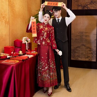 朱雀记孕妇中式敬酒服新娘女秀禾服大码订婚结婚马面裙遮肚子显瘦