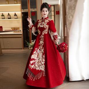 朱雀记孕妇敬酒服大码胖mm遮肉订婚出阁宴礼服中式新娘结婚秀禾服