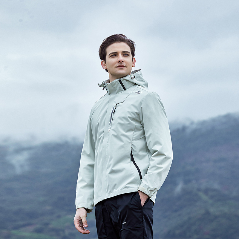 Mizuno/美津浓男士防水连帽春季防风衣户外休闲夹克登山外套上衣