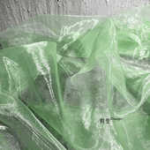古风芽绿汉服欧根纱水光亮网纱裙子设计师面料 布料 手工diy礼服装