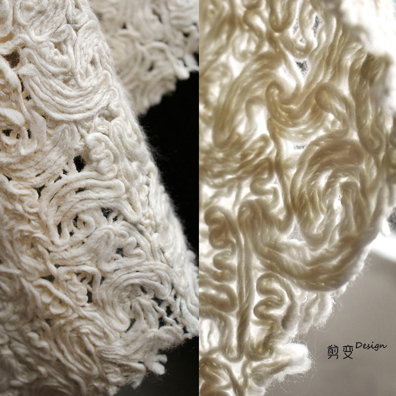 不规则缠绕毛线肌理布料上衣面料