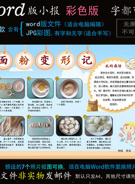 m219美食小报电子版word模板电脑手抄报学做菜厨艺简报面粉变馒头