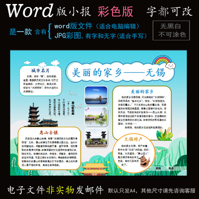 C060电子手抄报word版城市印象小报地方地理小报家乡无锡简报