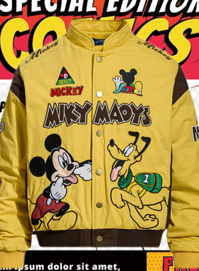 cattle赵大牛2025新款美式童趣刺绣卡通拼色棒球服男女同款棉服