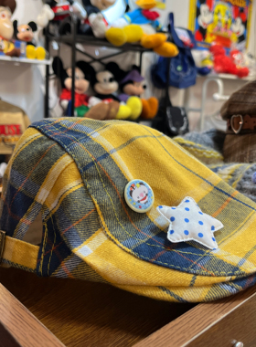 cattle赵大牛新款美式童趣星星刺绣格子拼接牛仔帽男女同款鸭舌帽