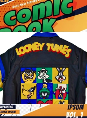 cattle赵大牛 2025新款美式童趣刺绣卡通米奇皮衣夹克外套